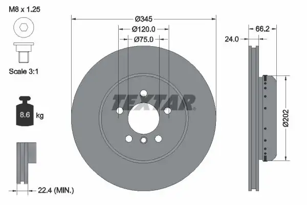 TEXTAR 92265625 | Fren Diski F 30 31 32 33 34 Arka 328 330 335 Tek