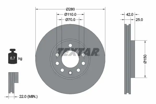 TEXTAR 92091903 | Fren Diski Astra G H Combo C Zafira A B 5 Bij Ön 2 Adet