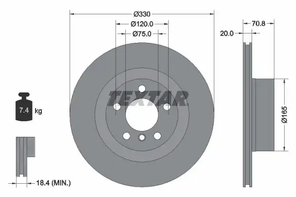 TEXTAR 92256303 | Fren Diski F 25 26 Arka Tek