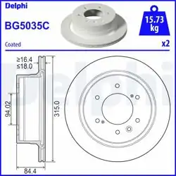 DELPHI BG5035C | Fren Diski (Çiftli Paket)-Boyalı, Deliksiz