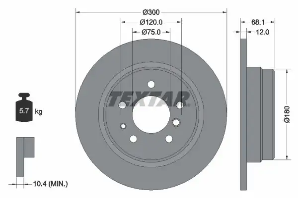 TEXTAR 92042500 | Fren Diski E 32 Arka 7 30 7 35 Tek 2 Adet