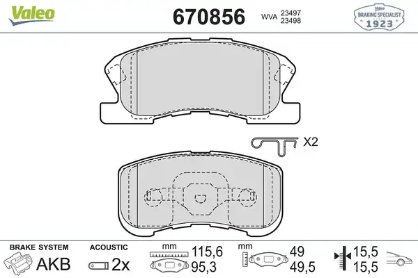 Valeo 670856 Ön Fren Balatası Daihatsu Sirion 98 04 Yrv 01 959565