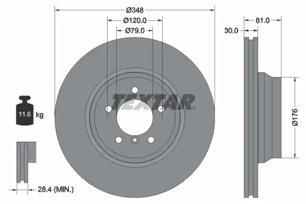 TEXTAR 92122905 | Fren Diski E 65 Ön 66 7 40 D 7 45 7 60 Tek