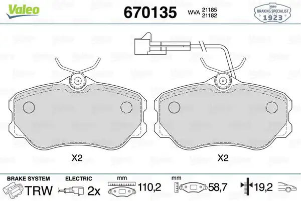 Valeo 670135 Fren Balatası Ön Fiat Croma 86 96 Lancıa Thema 84 95