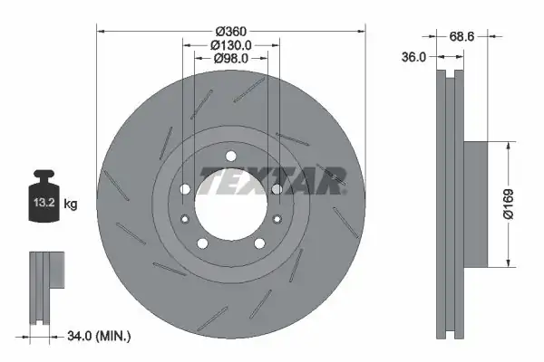 TEXTAR 92214005 | Fren Diski Porsche Panamera Ön Sağ