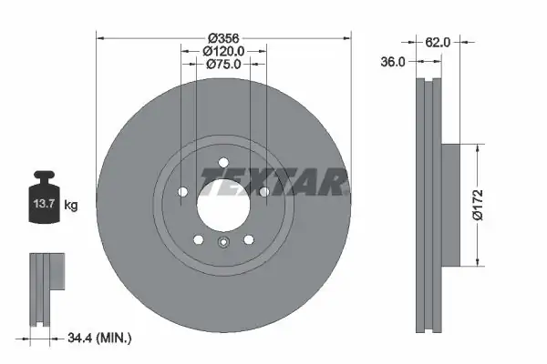 TEXTAR 92146203 | Fren Diski E 53 Ön 4 6 4 8 Tek