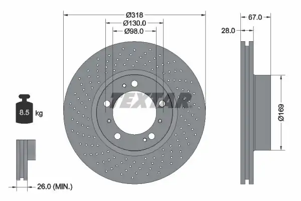 TEXTAR 92099905 | Fren Diski 911 996 997 Carrera Boxster Cayman Sol