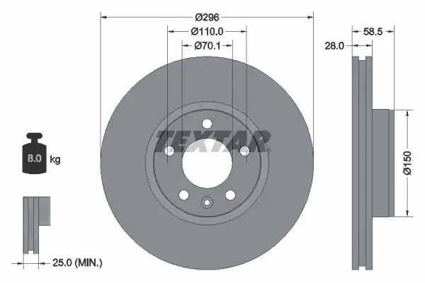 TEXTAR 92057700 | Fren Diski Opel Omega B 2 5 3 0 V6 Ön 2 Adet