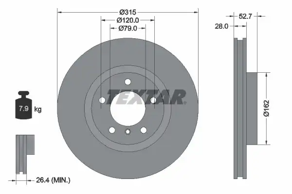 TEXTAR 92071203 | Fren Diski E 36 Ön M 3 Sağ 3 0 3 2