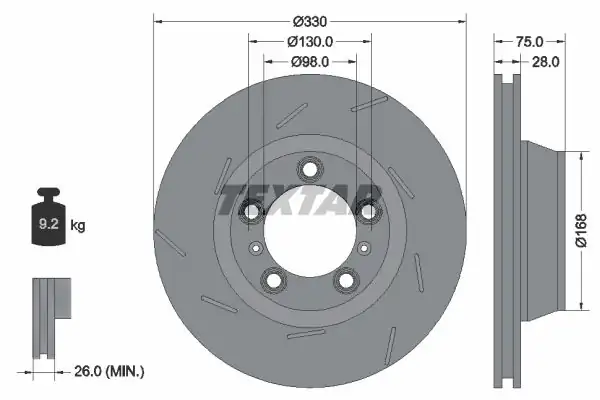 TEXTAR 92220607 | Fren Diski Porsche Panamera Arka Sol