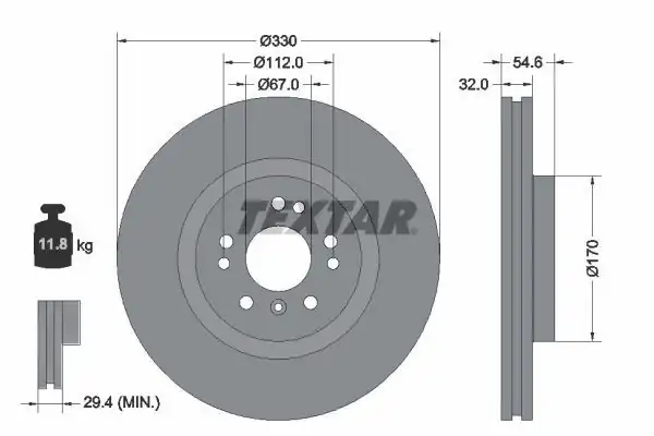 TEXTAR 92150605 | Fren Diski 164 ML 251 Ön Tek