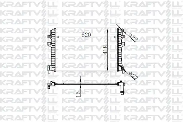 KRAFTVOLL 08040081 | Motor Radyatörü Golf VII A3 Leon Octavia 1.2 1.4 1.6 13  (620*418*16) Brazing (Mt)