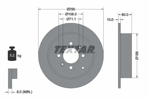 TEXTAR 92080703 | Fren Diski Peugeot 406 97 290mm Arka 2 Adet