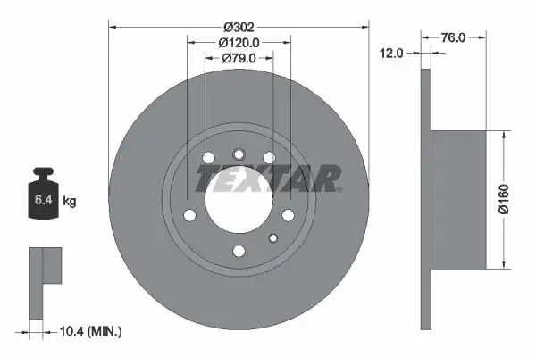 TEXTAR 92042103 | Fren Diski E 34 Ön Düz Tek