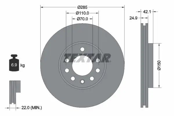 TEXTAR 92118703 | Fren Diski Opel Vectra C Ön 2 Adet