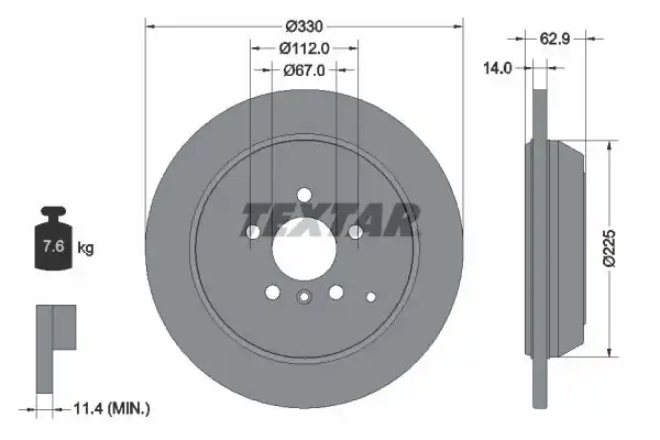 TEXTAR 92150803-2 | Fren Diski Arka W164 251 Bm 06 11 2 Adet 2260765