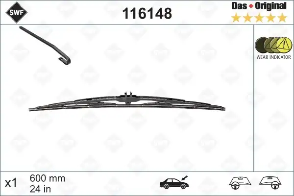Valeo 116148 Silecek Süpürgesi 600mm Spoylerli Mercedes Sprinter VW Lt35 Sol