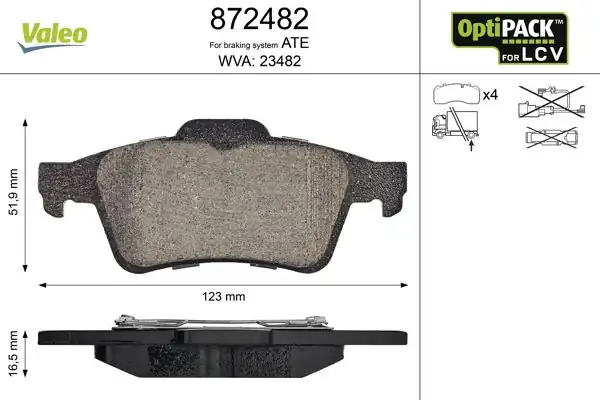 Valeo 872482 Lcv Fren Balatası Arka Ford Tourneo Connect 02 06