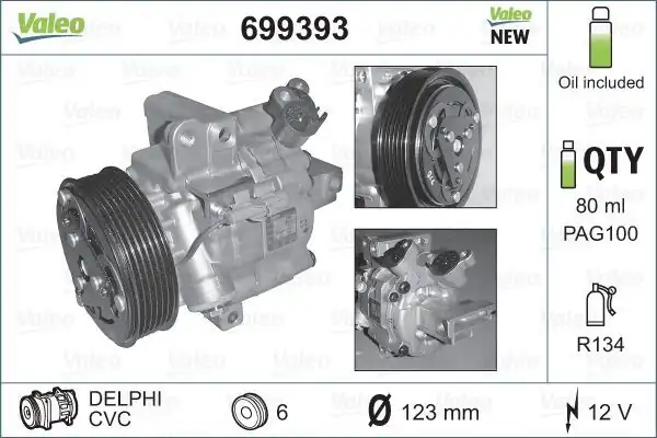 Valeo 699393 Kompresör Psa C1 107 Toyota Aygo 922622