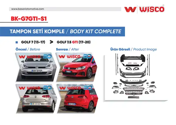 Wisco BK G7gti S1 Tampon Seti Komple Ön Arka Yan VW Golf 7 5 Gtı 13 17 Golf 7 İçin Uyumludur