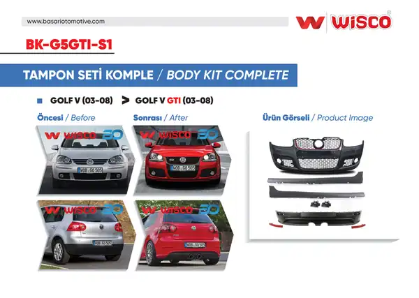 Wisco BK G5gti S1 Tampon Seti Komple Ön Arka Yan VW Golf 5 Gtı 04 08