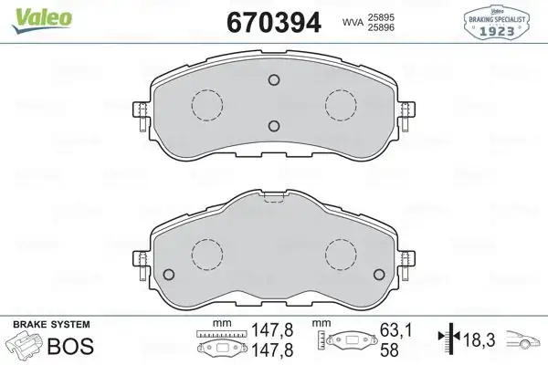Valeo 670394 Fren Balatası Peugeot 308 II 13 308 Sw II 14 Ön