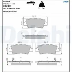 DELPHI LP2295 | Fren Balata Arka Hyundai Accent IV-V Bayon Elantra IV-V 1.0-1.8 CRDI GDI 05-21