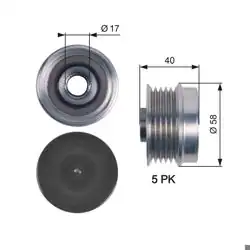 GATES OAP7132 | Alternatör Kasnağı 06-G.Punto-Evo-Linea 1.4İ-Tjet