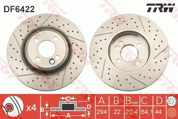 TRW DF6422 | Fren Diski Ön Mini Cooper R50 R53 R55 R59