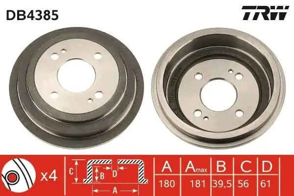 TRW DB4385 | Fren Kampana Arka 180 4 Honda Jazz 02 08 City 02 08 940499