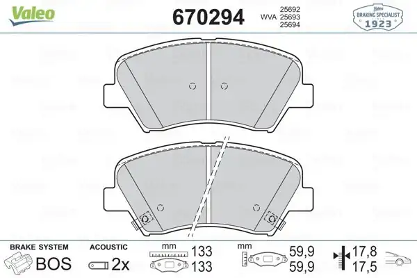 Valeo 670294 Ön Fren Balatası Hyundai İ30 Ceed 12 Elantra 11 16 Santa Fe 13 Kia Optıma Cerato Carens