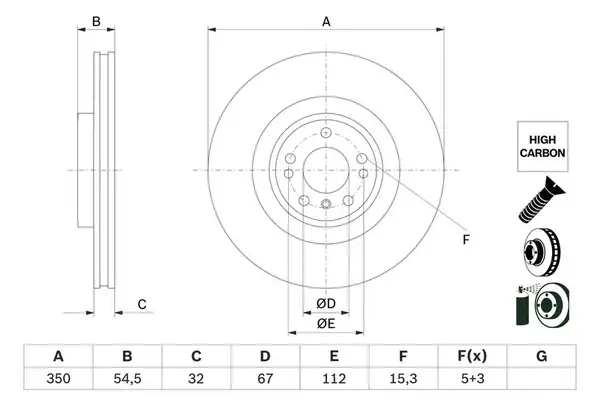 Bosch 0986479e99 Disk Ön Mercedes M Serisi W166 Gle W166 Gls X166 2 Adet