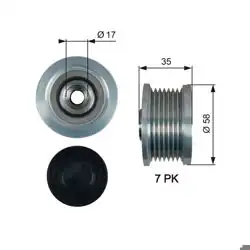 GATES OAP7183 | Alternatör Kasnağı 06-Avensis-Auris-Corolla-Rav4-Land Cruiser 2.0-2.2-2.5-3.0D D-4D