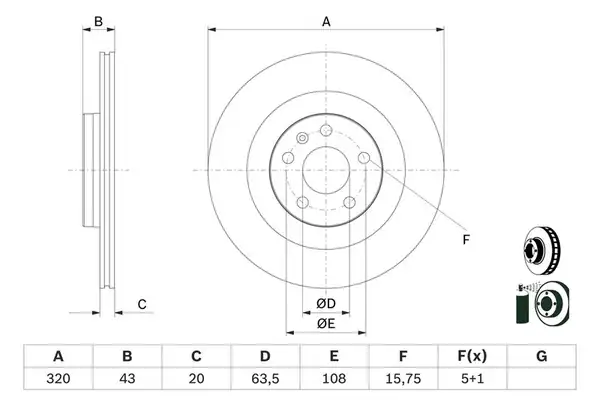 Bosch 0986479e87 Arka Fren Diski Volvo S60 III S90 II V60 II V90 II Xc40 Xc60 II Xc90 15 17 Jant