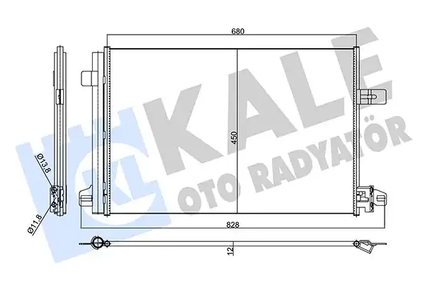 Kale Radyatör 356115 Klima Radyatörü Kondenser 12mm VW Transporter VI Multıvan VI 2 0 TDI 15 12v Kurutuculu