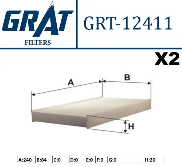 GRAT 12411 | Kabin Filtresi Çiftli Citroen C Elysee 1 2vti 1 6 Hdi Peugeot 301 1 2vti 1 6 Hdi 1 6vti 2012