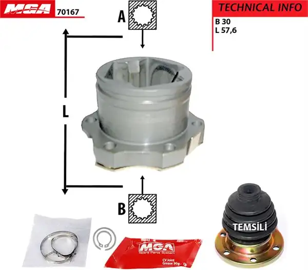 MGA 70167 | Aks Kafası İç Sol Kit Körük Mafsal Lale Fiat Albea 1 3 JTD 06