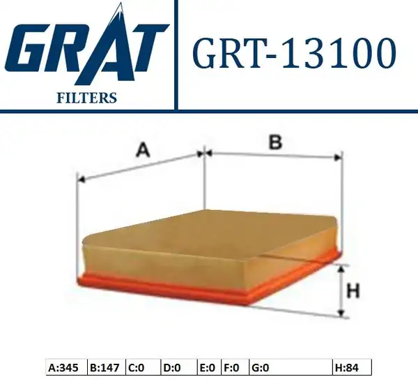 GRAT 13100 | Hava Filtresi Citroen Jumpy 2 0 Hdi 07 Fiat Scudo 2 0 D 07 Peugeot Expert 2 0 Hdi 07