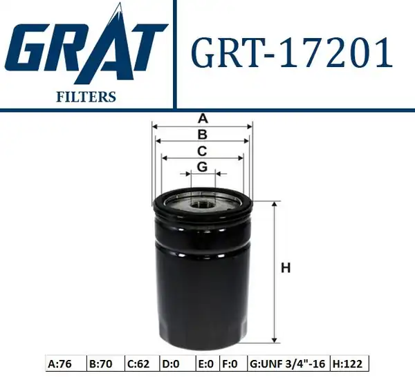 GRAT 17201 | Yağ Filtresi Ford Focus 98 Escort CLX