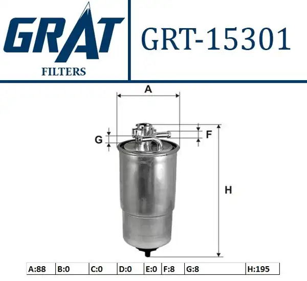 GRAT 15301 | Yakıt Filtresi VW Golf 98 06 LT 97 07 Passat 97 05 Audi A6 98 05 AGR Ahf Avr Anj AVF