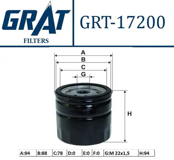 GRAT 17200 | Yağ Filtresi Ford Connect 1 8 TDCI 02 Transit 15 92 00 Focus 1 8 TDCI 98 05