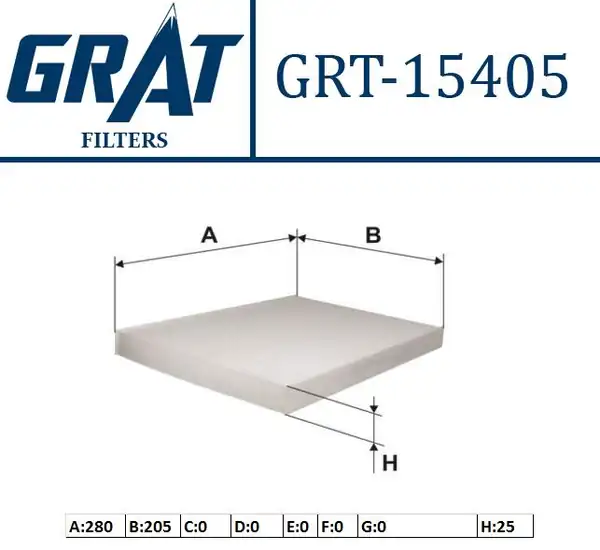 GRAT 15405 | Kabin Filtresi Karbonsuz VW Caddy 96 03 Golf 95 98 Passat 01 05 Polo 95 02 Polo CLS 96 02
