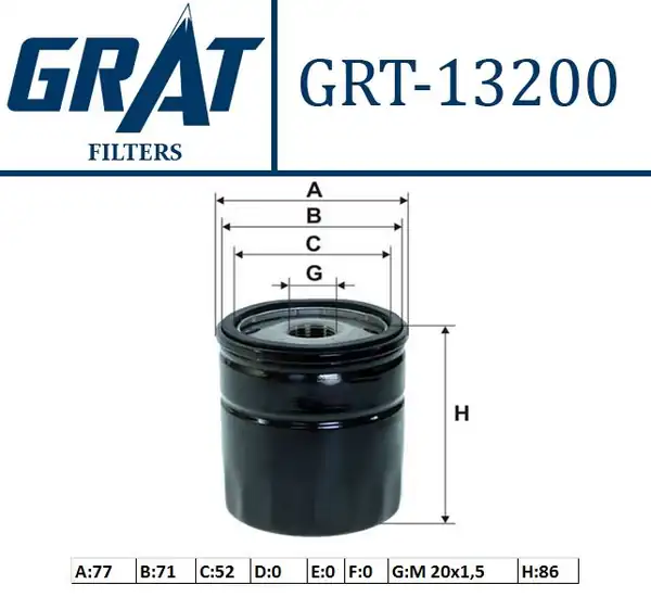 GRAT 13200 | Yağ Filtresi 12203 Citroen C Elysee 1 2vti 12 C3 II 12 C4 04 Ds5 08 Peugeot 208 307 308 2008