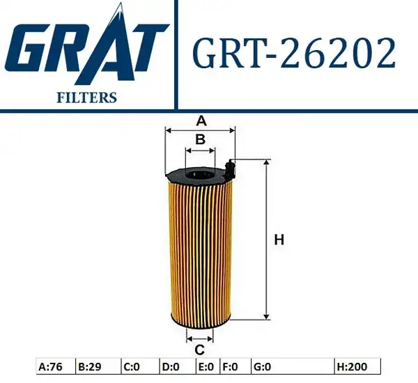 GRAT 26202 | Yağ Filtresi Audi A6 2 7tdi 3 0 TDI 04 11 Q7 3 0 TDI 4 2tdi 06 12 VW Touareg 3 0 TDI 04 10