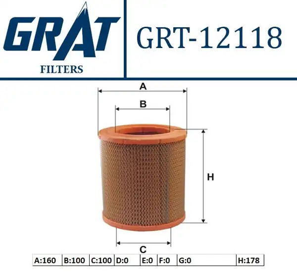 GRAT 12118 | Hava Filtresi Kısa Peugeot Boxer Citroen Jumper 2 5d 94 02