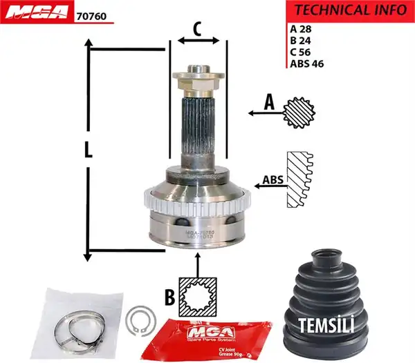 MGA 70760 | Aks Kafa Dış ABS li Kia Carens 02 10 1 6 1 8