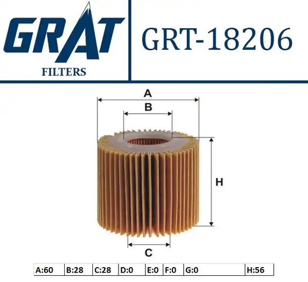 GRAT 18206 | Yağ Filtresi Corolla 1 33 1 6 08 Auris 1 33 08 Yaris 1 33 08 Sirion 1 0 1 3 05