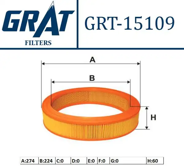 GRAT 15109 | Hava Filtresi 278 221 62 VW Caddy 96 03 Golf 96 98 Polo 95 00 Polo CLS 96 02