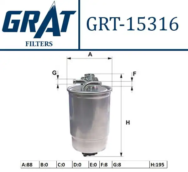 GRAT 15316 | Yakıt Filtresi Seat Cordoba 02 09 Ibiza IV 02 09 Skoda Fabia 00 08 VW Polo 01 1 4tdi 1 9tdi