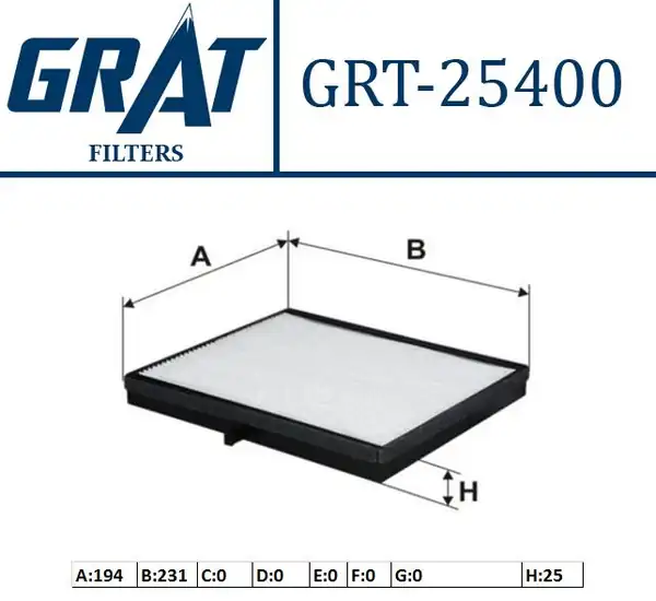 GRAT 25400 | Kabin Filtresi Chevrolet Lacetti 04 10